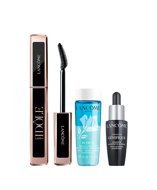 Lancôme Lash Idole Mascara Gift Set LASH IDÔLE MASCARA 01 GLOSSY BLACK + BI-FACIL EYE MAKEUP REMOVER - 30ML + ADVANCED GÉNIFIQUE ANTI-AGING SERUM 10ML